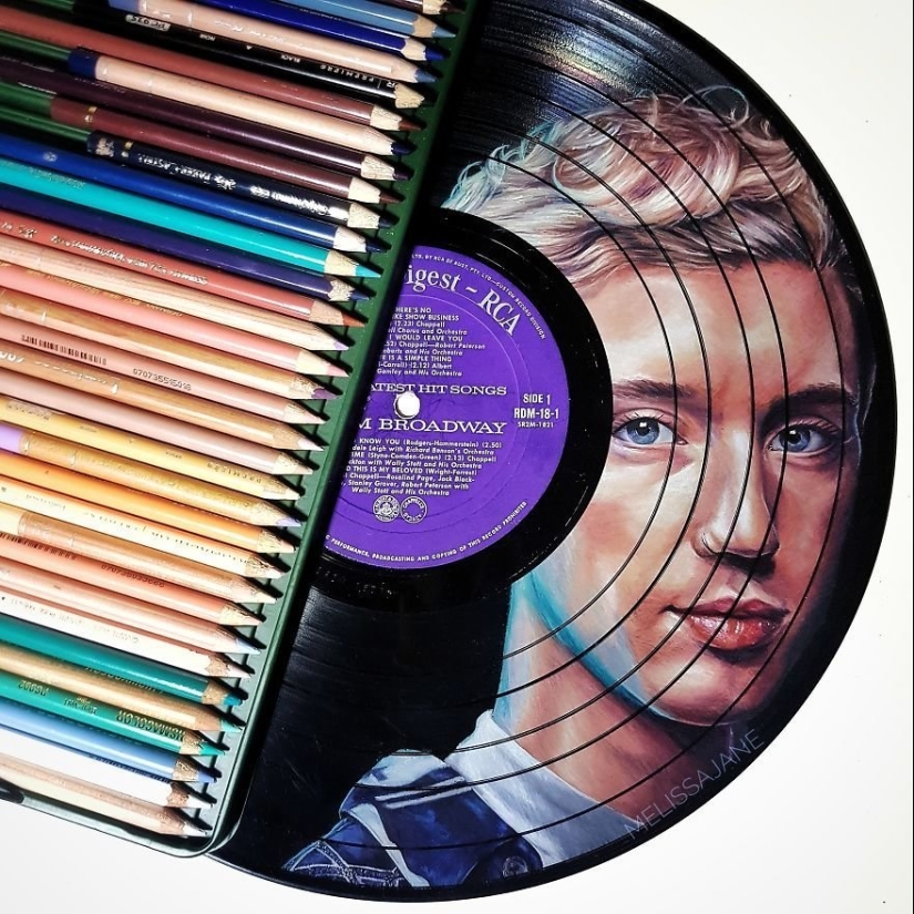 The artist turns old vinyl records into works of art