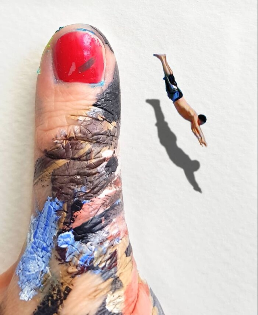 The artist uses her hands as a canvas to show hidden worlds