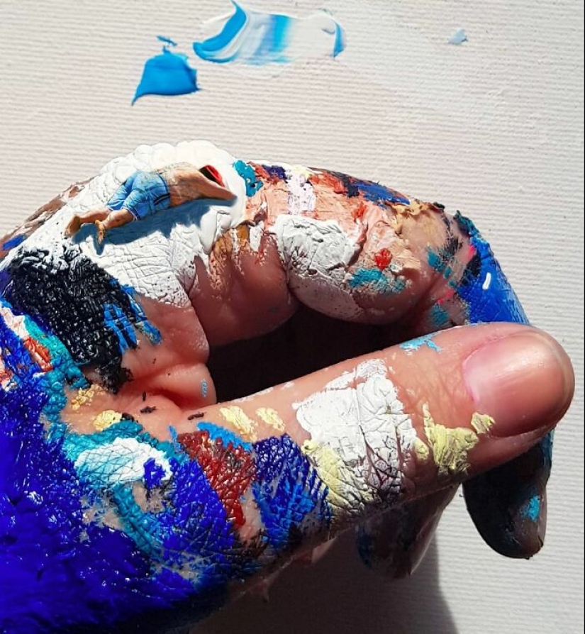 The artist uses her hands as a canvas to show hidden worlds