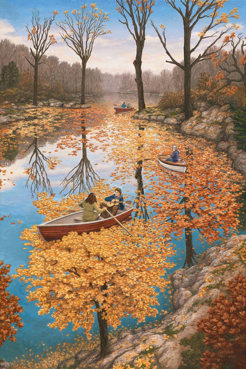 The Canadian artist's paintings change depending on the angle