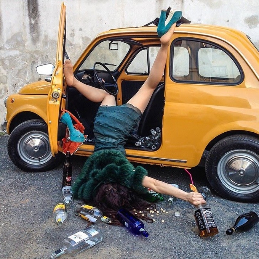 The collapse and fall of the illusions of life: funny pictures about staged accidents