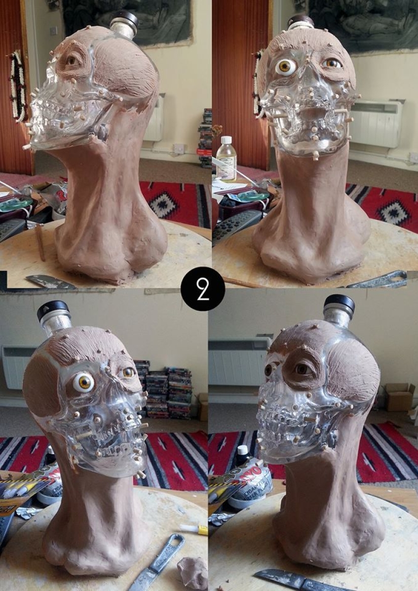 The criminologist bought vodka in the form of a glass skull and decided to restore her face