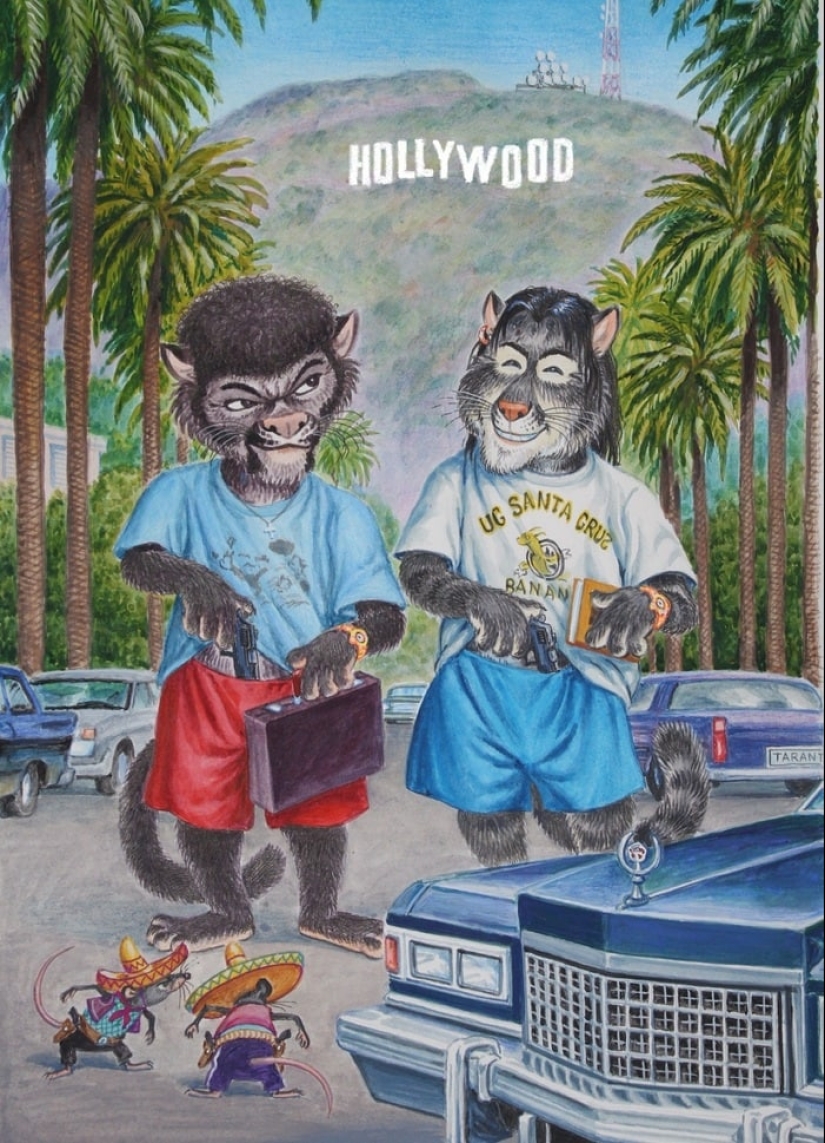 "The diamond hand" to "pulp fiction": the artist has replaced actors cute cats