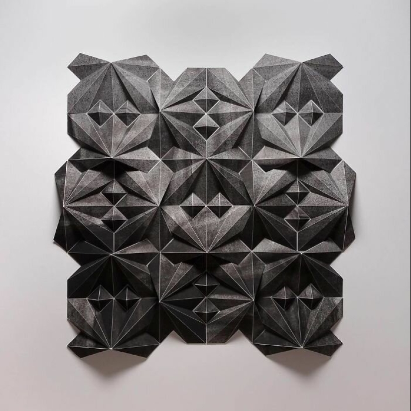 The engineer creates from paper geometric paintings and gifs, from which the eyes go crazy