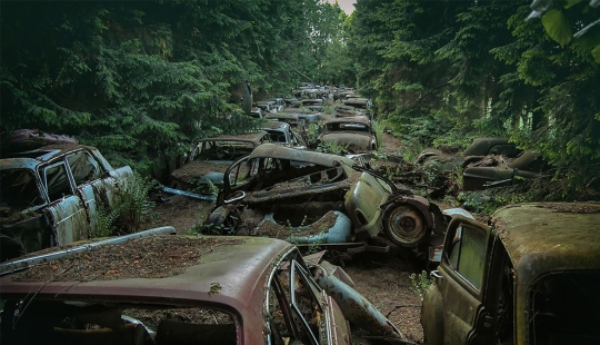 The German spent ten years searching all over Europe for cemeteries of old cars-from tractors to Mercedes