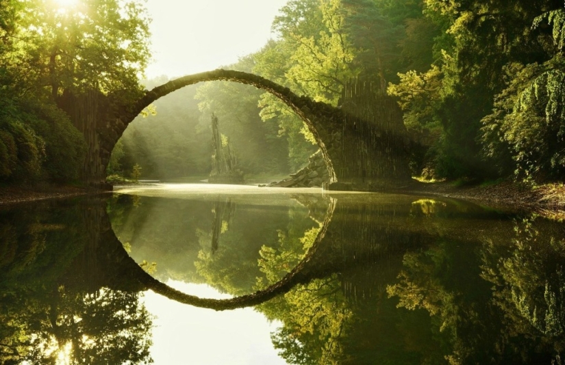 The mystical Rakotzbruke Bridge, which was built by the devil