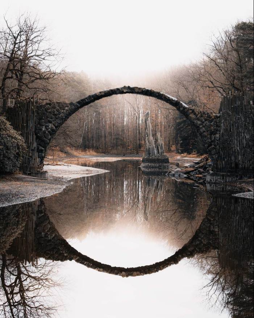 The mystical Rakotzbruke Bridge, which was built by the devil