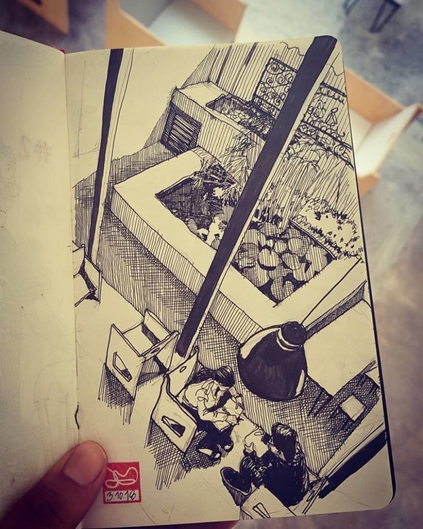 The reality is transferred to the paper: the incredible sketches of the architect from Colombia
