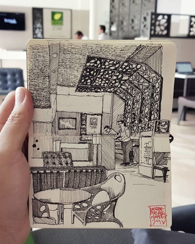 The reality is transferred to the paper: the incredible sketches of the architect from Colombia