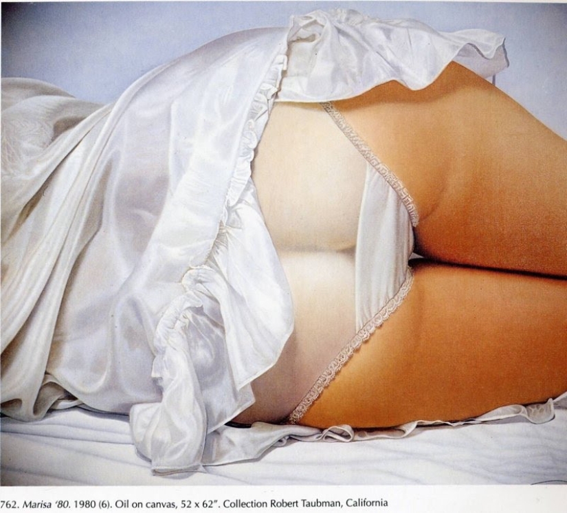 The sexuality of women's thighs in underwear by the American artist John Kaser