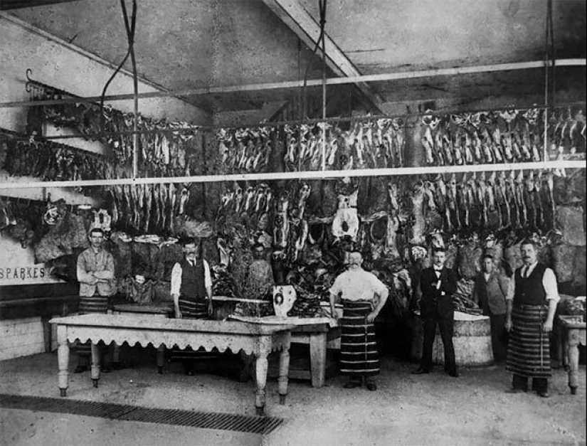 The time of fridges: a butcher's shop in Victorian England