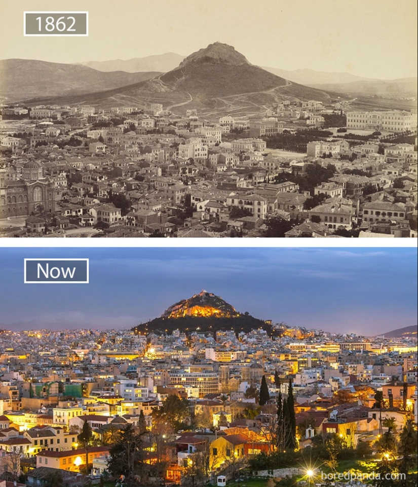 The Wind of change: Famous cities from the same perspective in the past and present