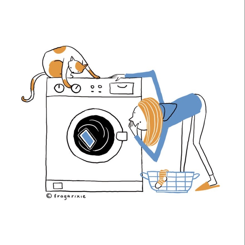 The world through the screen: 25 adorable illustrations obsession gadgets