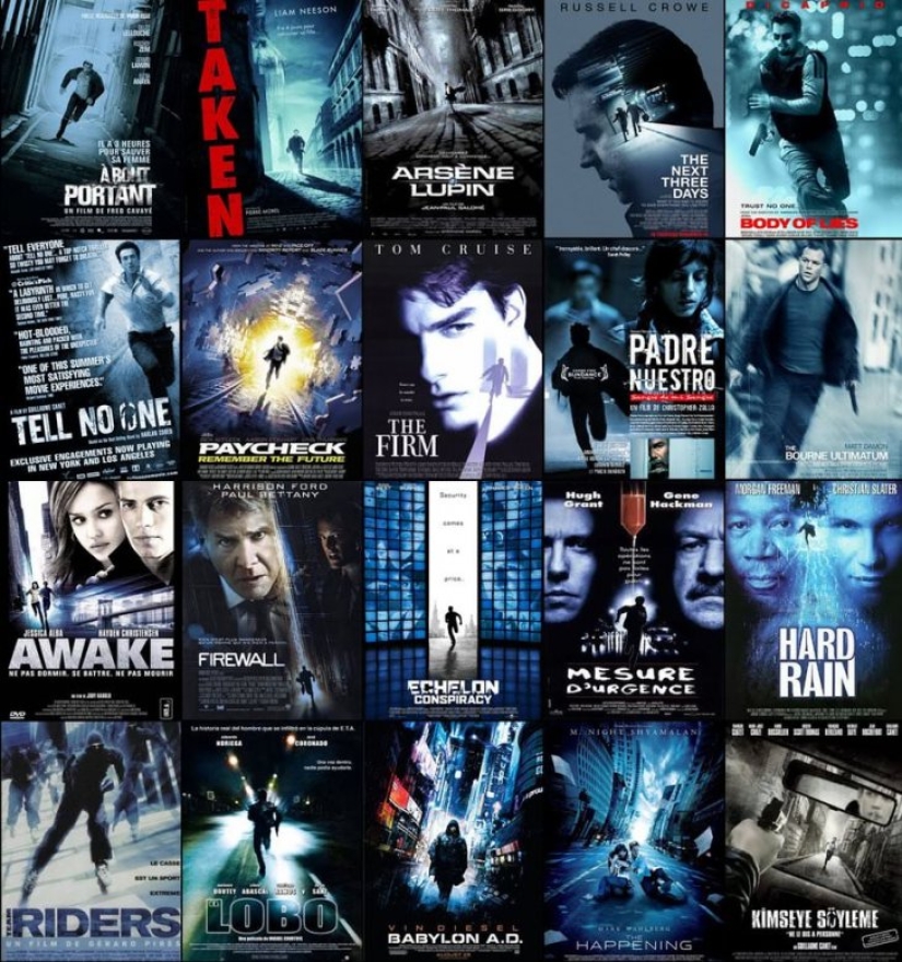 There is only 13 types of posters of modern films, and here they are