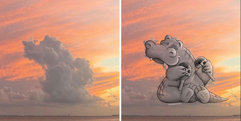 This Artist Comes Up With Fun Illustrations Out Of Cloud Shapes