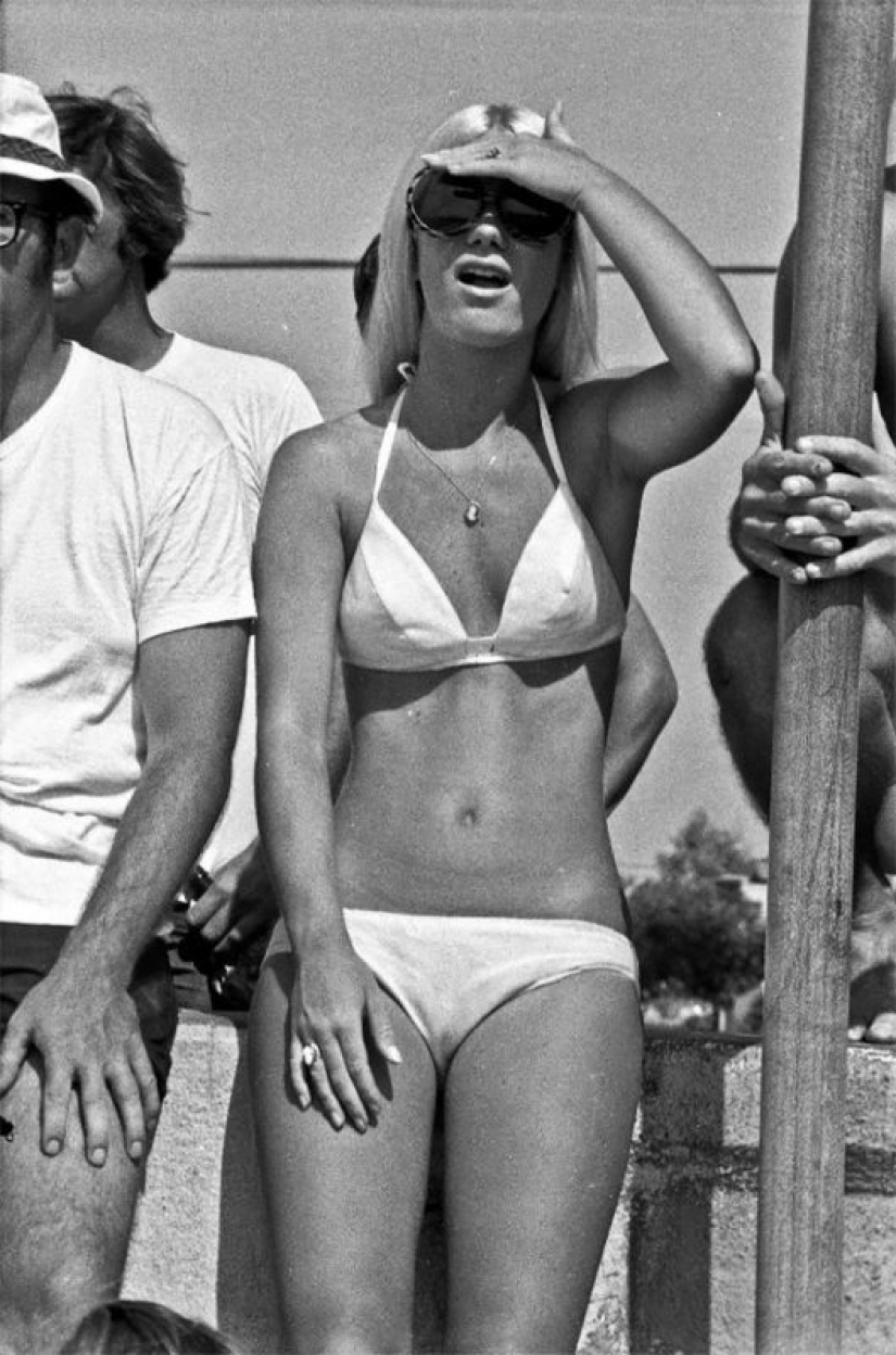 Tired of the sun: a hot summer day in 1970 at the famous Mission Beach