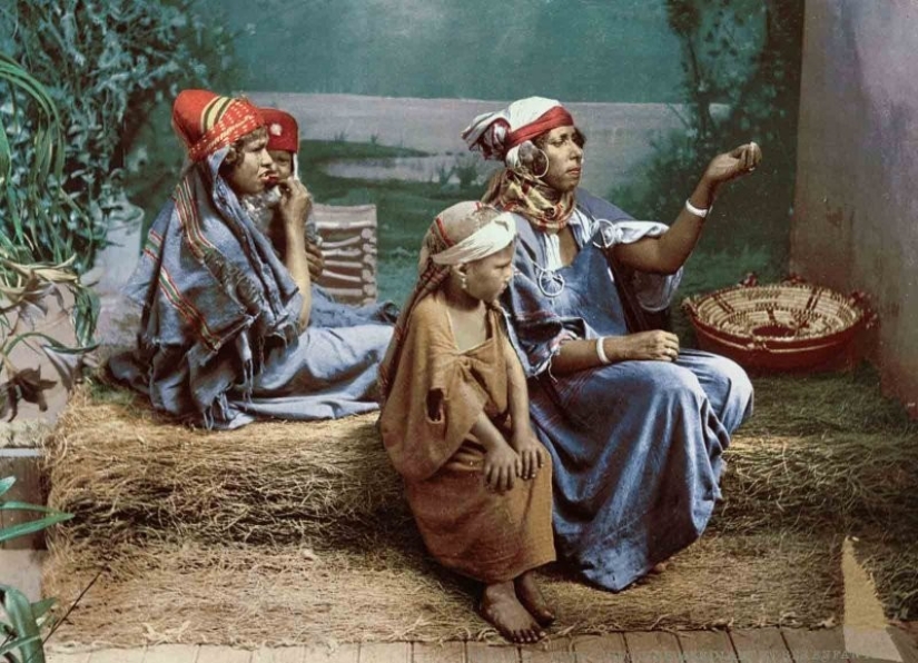 Tunisia of the late 19th century on old colored postcards