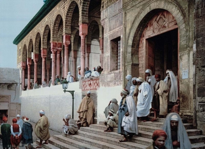 Tunisia of the late 19th century on old colored postcards