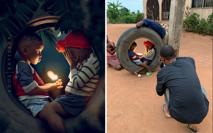 Un fotógrafo de Nigeria muestra detrás de las escenas de sus fotos