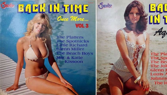Un sexy bikini con portadas de discos de 60 a 80 años