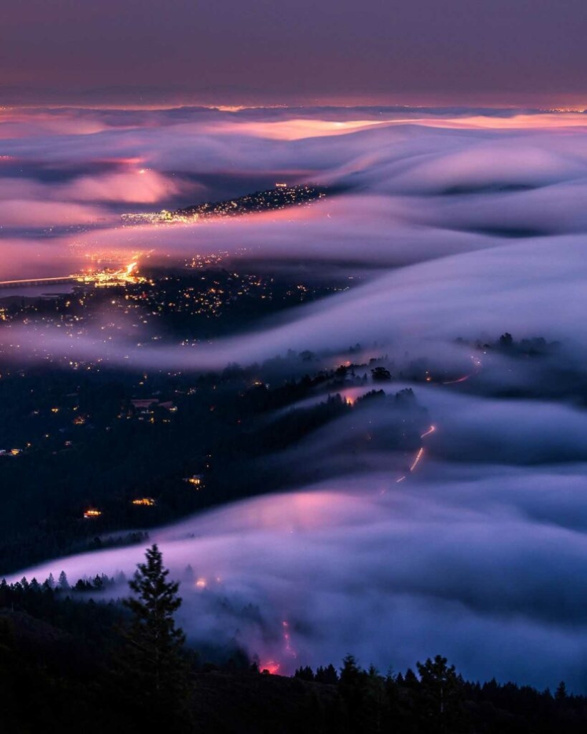 Unrealistically beautiful photographs of waves... fog