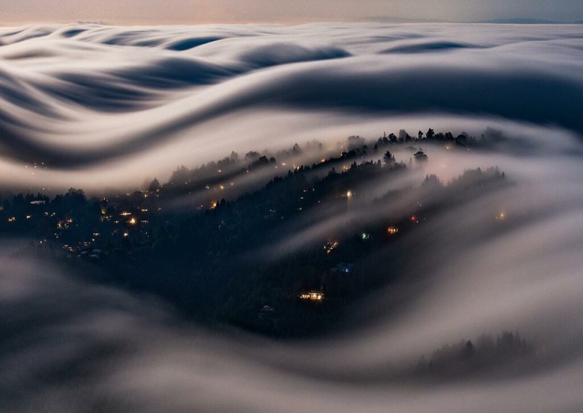 Unrealistically beautiful photographs of waves... fog