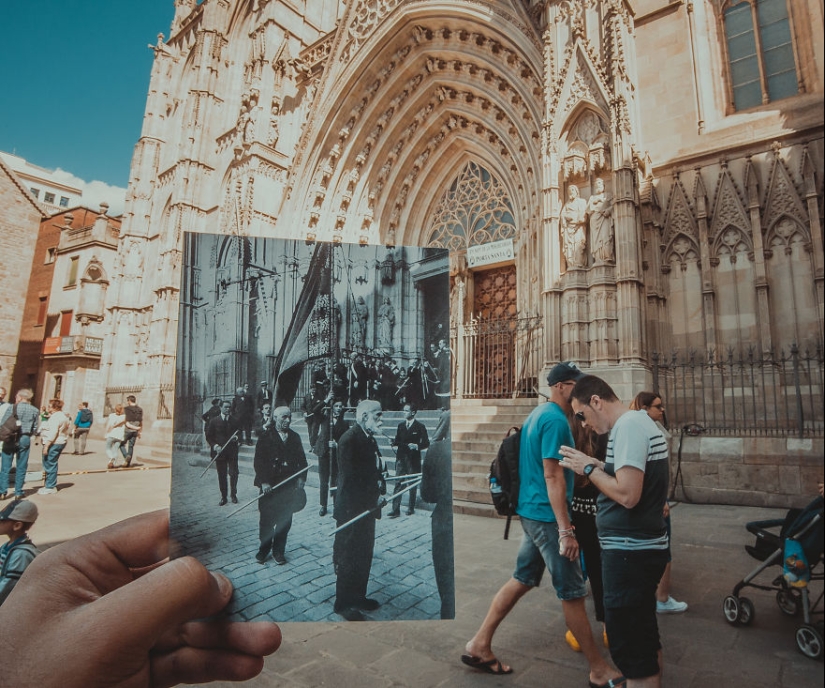 Ventana al pasado: un residente de Bakú combina fotografías antiguas con vistas modernas