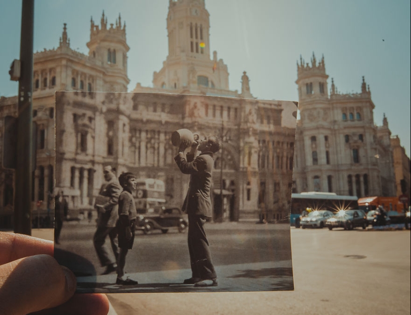 Ventana al pasado: un residente de Bakú combina fotografías antiguas con vistas modernas