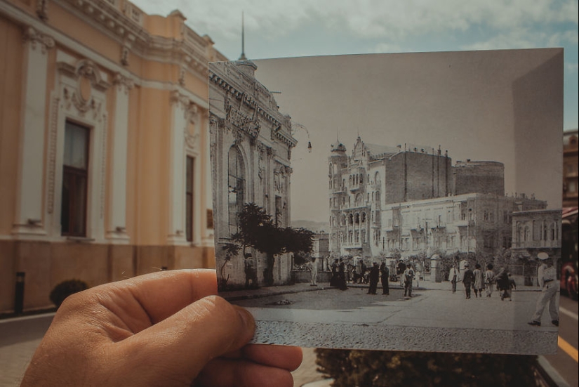 Ventana al pasado: un residente de Bakú combina fotografías antiguas con vistas modernas