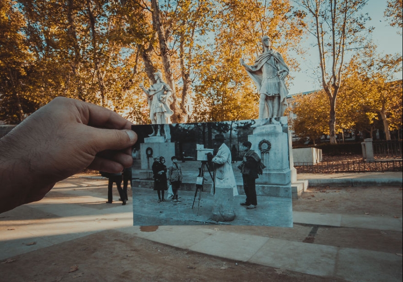 Ventana al pasado: un residente de Bakú combina fotografías antiguas con vistas modernas