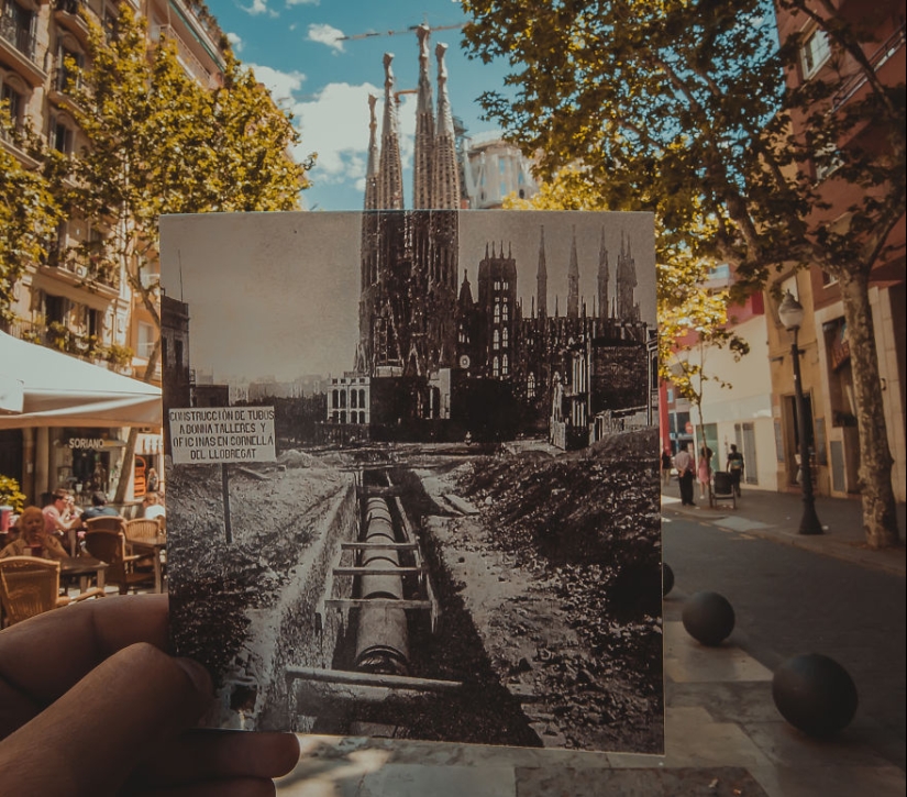 Ventana al pasado: un residente de Bakú combina fotografías antiguas con vistas modernas