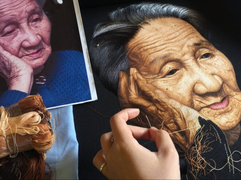 Vietnamese Studio XQ Dalat manually embroidered with silk hyperrealistic paintings