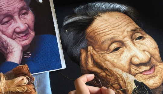 Vietnamita Studio XQ Dalat manualmente con bordados de seda hyperrealistic pinturas