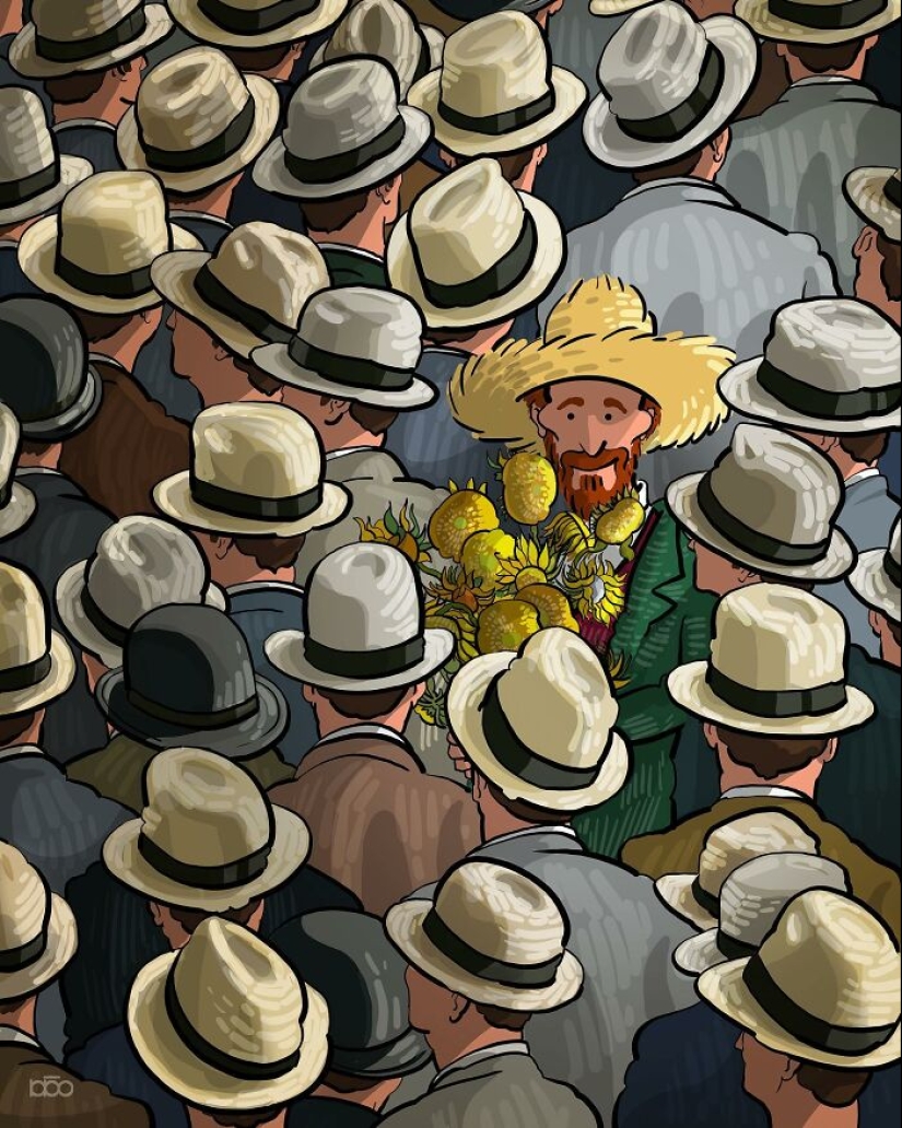 Vincent Van Gogh Meets Modern Day: 20 Colorful Illustrations By Alireza Karimi Moghaddam