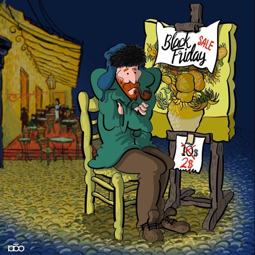 Vincent Van Gogh Meets Modern Day: 20 Colorful Illustrations By Alireza Karimi Moghaddam