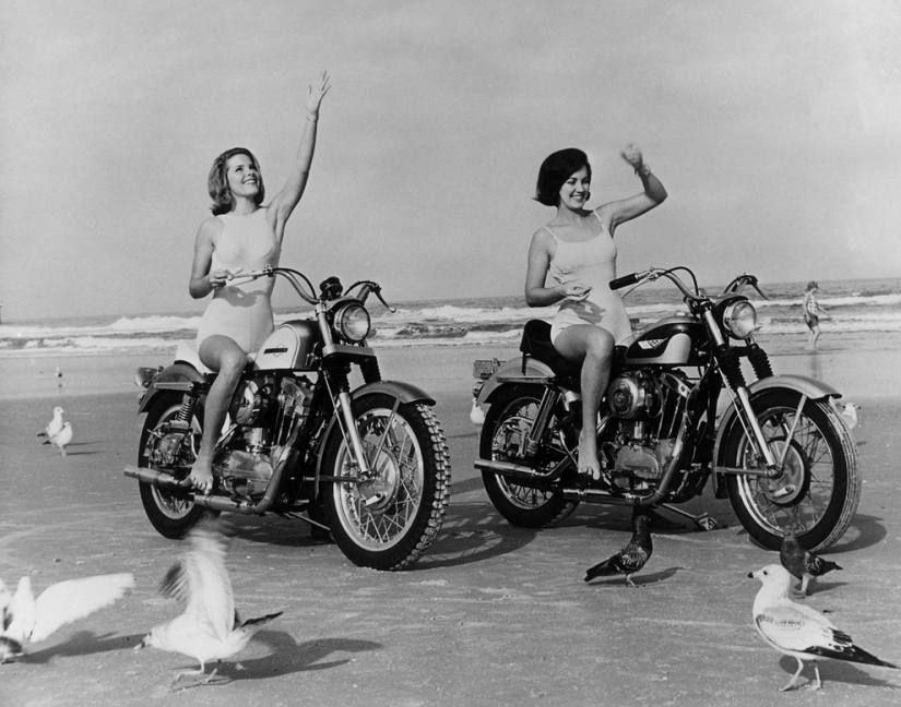 Vintage photos of cool girls on motorcycles