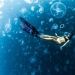 Walking under water: the fearless divers are surrounded by thousands of jellyfish