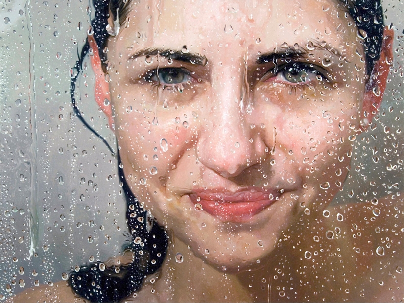 Wet girls in sensual paintings by artist Alissa Monks