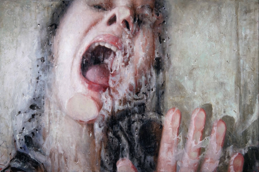 Wet girls in sensual paintings by artist Alissa Monks