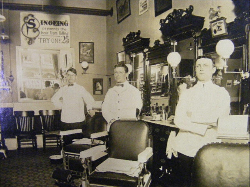 What did barbershops look like in the late XIX - early XX century