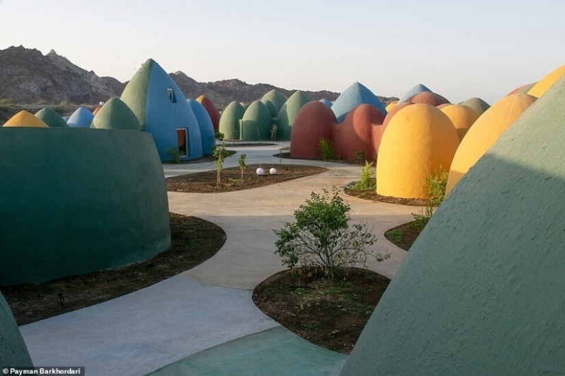 What Majara looks like, a bright cartoon resort on the Iranian island of Hormuz