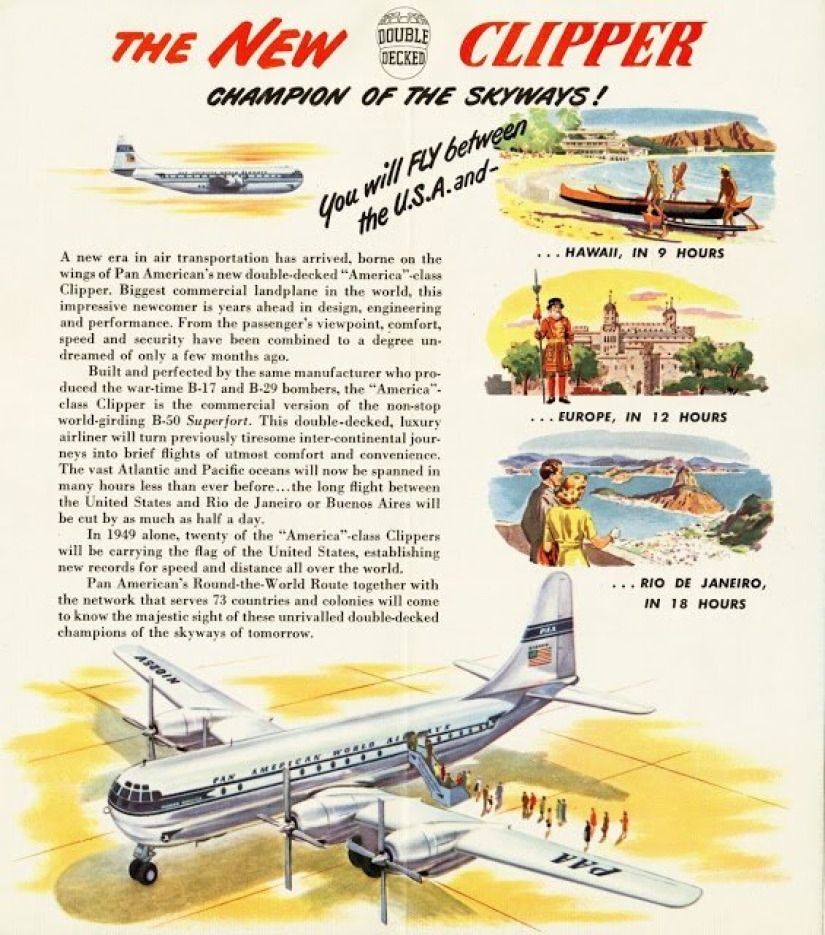 What the Boeing 377 Stratocruiser, the largest passenger plane in the world, looked like