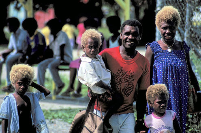 Why are dark-skinned blondes born in the Solomon Islands