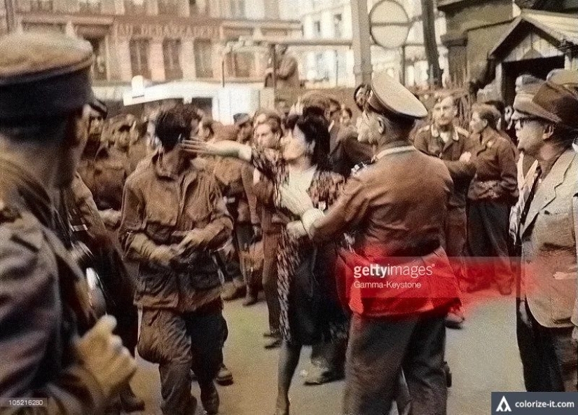 Why did the French beat Americans in the center of Paris in 1944