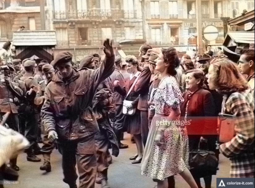 Why did the French beat Americans in the center of Paris in 1944