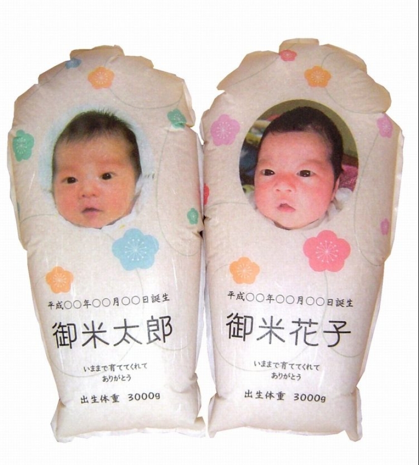 Why do the Japanese send bags of rice to their relatives instead of babies