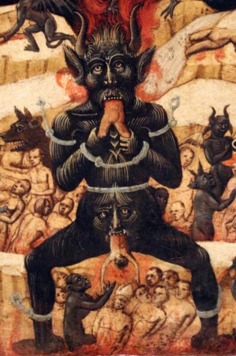 Why in the Middle Ages demons were painted with faces between their legs