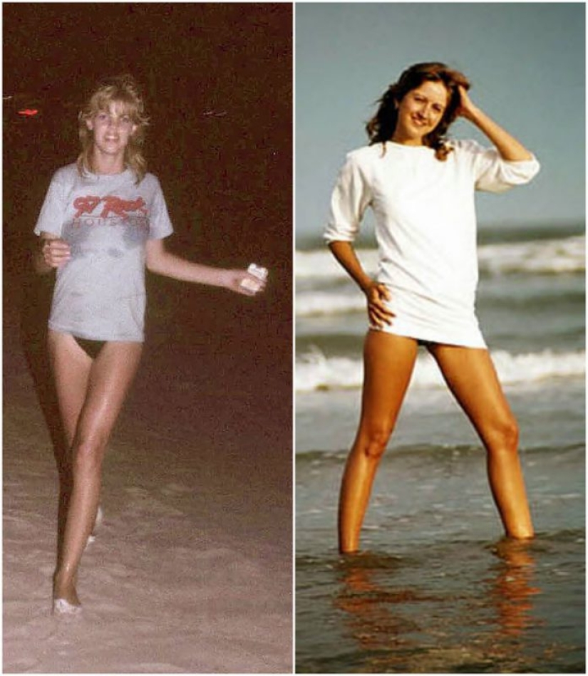 Young American women on the beaches of Texas in the 80s