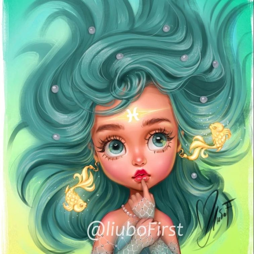 12 Signos del zodiaco en forma de bellezas encantadoras de un artista ruso 12 Signos del zodiaco en forma de bellezas encantadoras de un artista ruso