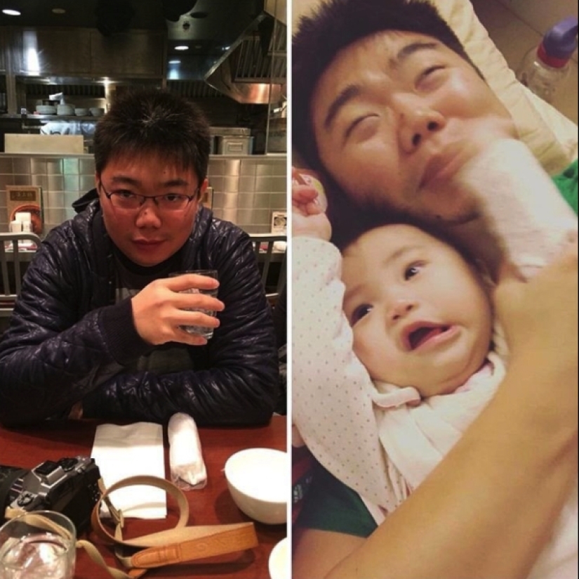 14 funny pictures of people before and after they became parents